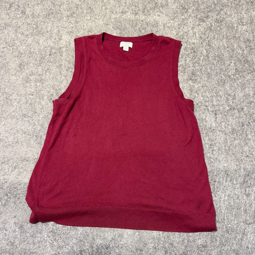 J.Crew women's sweater tank top size M. Red classic shell knit crew neck